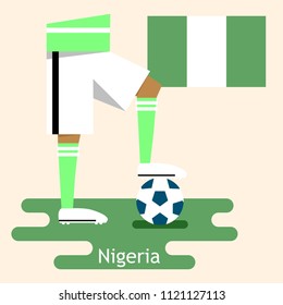 Nigeria, national soccer Jerseys and flag, flat design