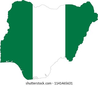 Nigeria Nigerian Flag Country Map Shaped Illustration 
