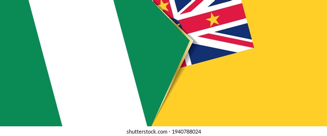 Banderas de Nigeria y Niue, dos banderas vectoriales símbolo de relación o enfrentamiento.