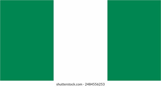 Vector de bandera oficial de Nigeria con tamaño y proporción estándar. Emblema de la bandera nacional con tamaño y colores precisos.