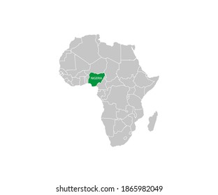 Nigeria on africa map vector. Vector illustration.