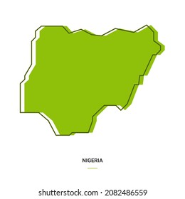 Nigeria Outline Map with Green Colour. Modern Simple Line Cartoon Design - EPS 10 Vector
