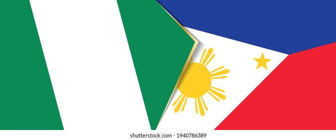 Nigeria and Philippines flags, two vector flags symbol of relationship or confrontation.