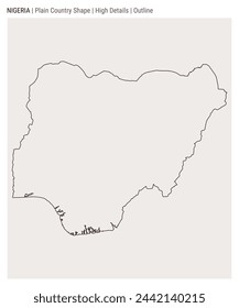 Nigeria plain country map. High Details. Outline style. Shape of Nigeria. Vector illustration.