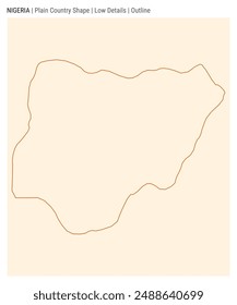 Nigeria plain country map. Low Details. Outline style. Shape of Nigeria. Vector illustration.