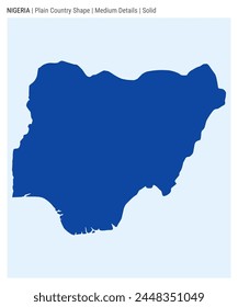 Mapa del país de Nigeria. Medianos detalles. Estilo sólido. Forma de Nigeria. Ilustración vectorial.