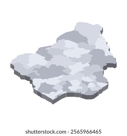 Nigeria political map of administrative divisions - states and federal capital territory. 3D isometric blank vector map in shades of grey.