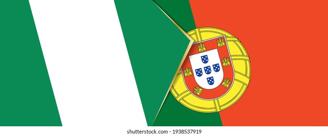 Banderas de Nigeria y Portugal, dos banderas vectoriales símbolo de relación o enfrentamiento.