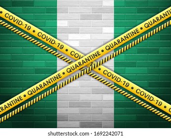Nigeria in Quarantäne-Ziegelmauern. Vektorillustration.