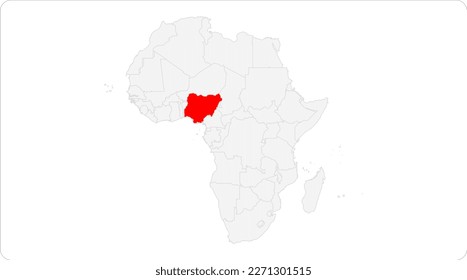 Nigeria red highlighted in map of AFRICA, flat design illustration vector