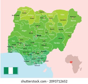 Nigeria regions map. Vector illustration