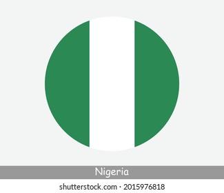 Nigeria Round Circle Flag. Nigerian Circular Button Banner Icon. EPS Vector svg