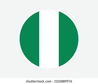 Nigeria Round Country Flag. Nigerian Circle National Flag. Federal Republic of Nigeria Circular Shape Button Banner. EPS Vector Illustration. svg