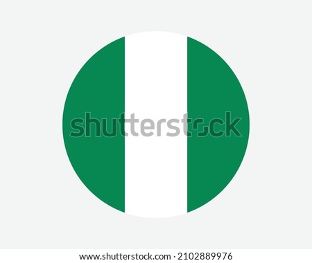 Nigeria Round Country Flag. Nigerian Circle National Flag. Federal Republic of Nigeria Circular Shape Button Banner. EPS Vector Illustration.