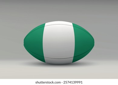 Nigeria rugby ball featuring the national flag design on a gray background