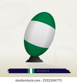 Nigeria Rugby Ball on Rugby Kicking Tees with Modern Design. Illustration perfect for sports, national pride, and rugby-related projects.