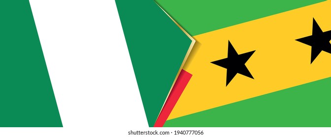 Nigeria and Sao Tome and Principe flags, two vector flags symbol of relationship or confrontation.