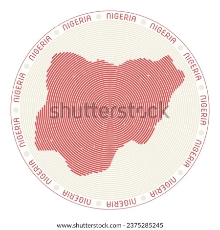 Nigeria shape radial arcs. Country round icon. Nigeria logo design poster. Elegant vector illustration.