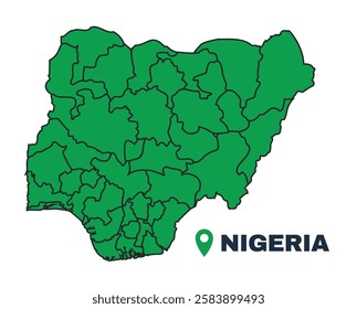 Nigeria simple flat vector illustration map