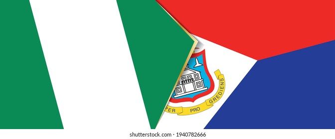 Nigeria and Sint Maarten flags, two vector flags symbol of relationship or confrontation.
