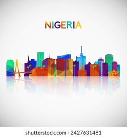 Nigeria skyline silhouette in colorful geometric style. Symbol for your design. Vector illustration.