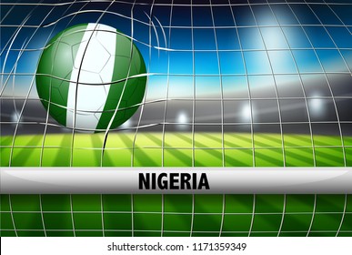 Nigeria soccer ball in goal illustration