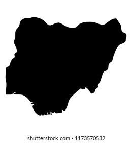 Nigeria - solid black silhouette map of country area. Simple flat vector illustration.