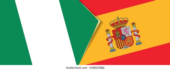 Banderas de Nigeria y España, dos banderas vectoriales símbolo de relación o enfrentamiento.