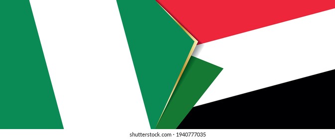 Nigeria und Sudan flaggen, zwei Vektorfahnen Symbol für Beziehung oder Konfrontation.