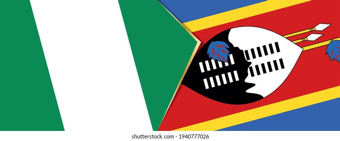 Nigeria and Swaziland flags, two vector flags symbol of relationship or confrontation.