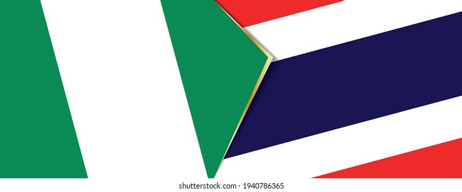 Banderas de Nigeria y Tailandia, dos banderas vectoriales símbolo de relación o enfrentamiento.