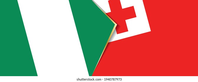 Banderas de Nigeria y Tonga, dos banderas vectoriales símbolo de relación o enfrentamiento.