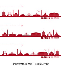 Nigeria travel destination grand vector illustration.