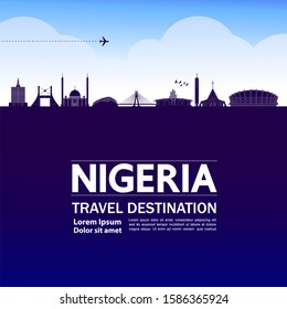 Nigeria travel destination grand vector illustration.