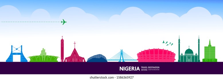 Nigeria travel destination grand vector illustration.