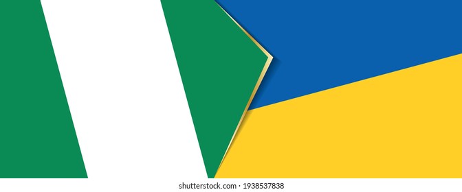 Nigeria and Ukraine flags, two vector flags symbol of relationship or confrontation.