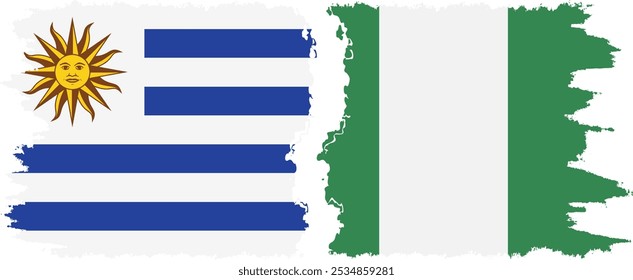 Conexión de banderas grunge de Nigeria y Uruguay, Vector