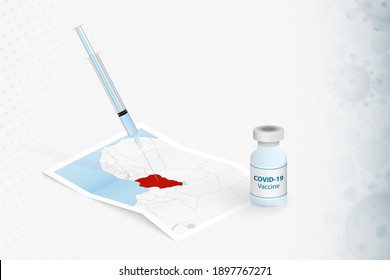 Nigeria Vaccination, Injection with COVID-19 vaccine in Map of Nigeria. Vaccination Concept Illustration.