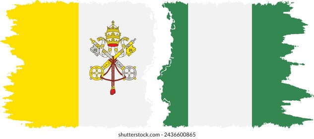 Nigeria and Vatican grunge flags connection, vector