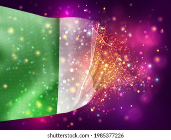 Nigeria, vector 3d flag on pink purple background with lighting and flares - Powered by Shutterstock - Get 15% off with code: PIKWIZARD15