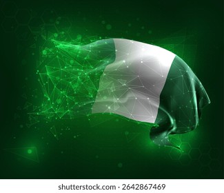 Nigeria, vector 3d flag on green background and numbers