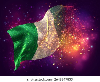 Nigeria, bandera 3D de Vector con un chapoteo de puntos de pintura, explosión de puntos de colores
