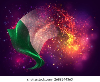 Nigeria, bandera 3D de Vector con un chapoteo de puntos de pintura, explosión de puntos de colores