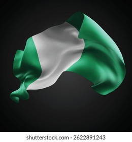 Nigéria, vetor 3d bandeira com ondas em um fundo preto
