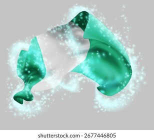 Nigeria, vector 3d flag in whirlwind of magical radiance