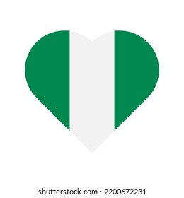 Nigeria vector flag heart on white background