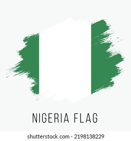 Nigeria Vector Flag. Nigeria Flag for Independence Day. Grunge Nigeria Flag. Nigeria Flag with Grunge Texture. Vector Template.