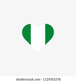 Nigeria Vector Flag Inside heart shape graphic element Illustration template design
