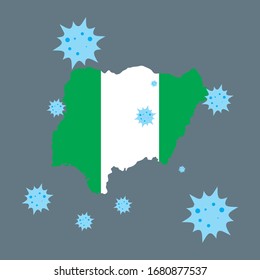 mapa gráfico vectorial de Nigeria y virus de la corona