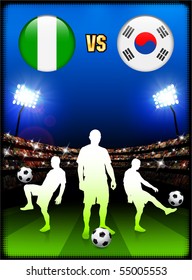 Nigeria versus South Korean on Stadium Event Background Original Illustration